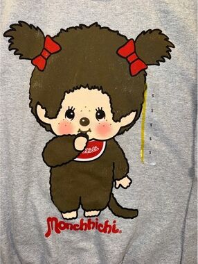 Monchhichi Light Gray Graphic Crewneck Sweatshirt, Size S